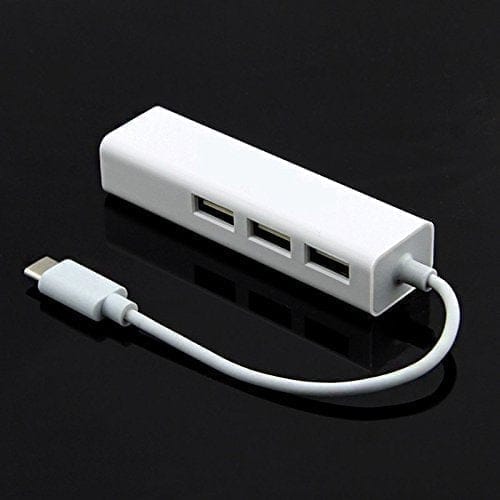 Type C to LAN Macbook Fast Ethernet Adapter USB 2.0 3 Port HUB RJ45 100Mbps for MacBook (White)