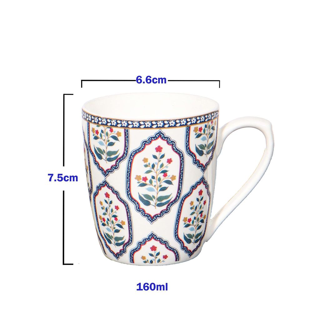 Femora Desh ki Mitti Fine Bone China Tile Petals, Tea Cup, 160 ML, Orchid Multicolor