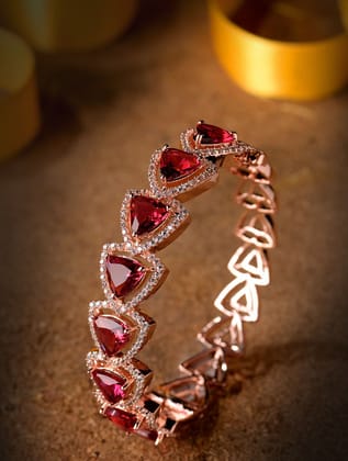 Rose Gold plated Ruby AD designer Handcrafted Bracelet for Women & Girls