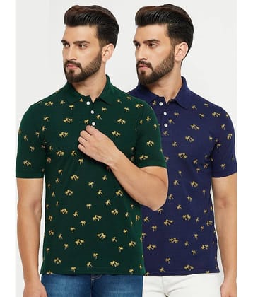 Emerald Pack of 2 Cotton Blend Regular Fit Printed Half Sleeves Men's Polo T Shirt ( Maroon )