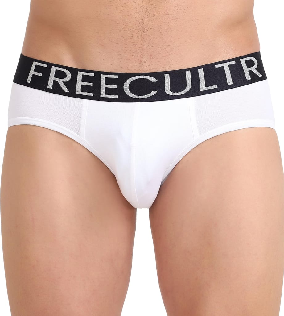 FREECULTR Men's Underwear Organic Cotton (Ultrasoft Waistband) Premium Snug-Fit Brief Pack of 1-White