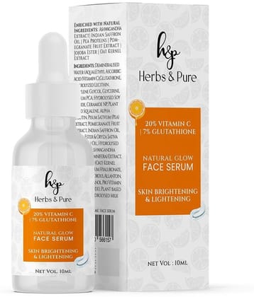 Herbs and Pure Natural Glow Face Serum with 20% Vitamin C & 7% Glutathione (10 ml)