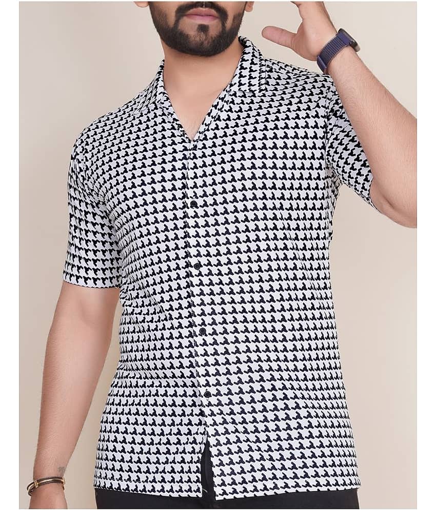 KAJARU Polyester Regular Fit Printed Half Sleeves Men's Casual Shirt - White ( Pack of 1 )