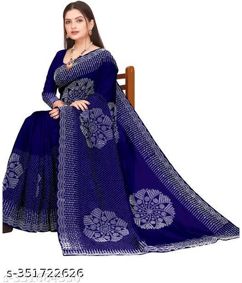 Shivadit ethnic Chiffon Cut Outs Saree With Unstitched Blouse Piece ( Blue )
