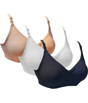 Tkeshto Pack of 3 Cotton Non Padded Women's Everyday Bra ( Multi Color )