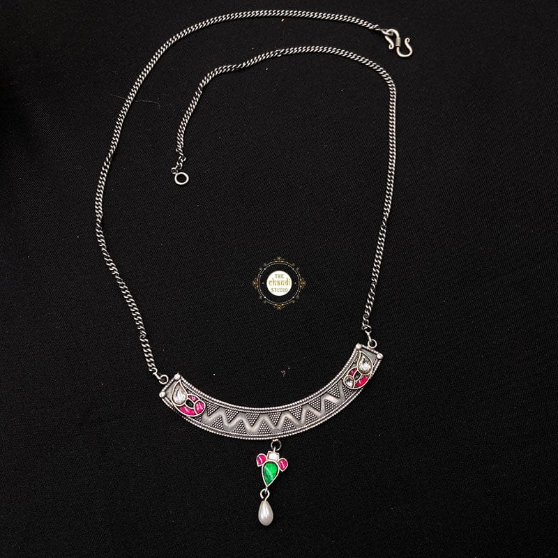 Kundan Crescent Rawa Necklace-Multi 3