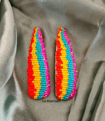 Le Mom'zart Hand-Beaded Hair Clips (2 Units) | Colorful Rainbow Design | Party & Casual Wear