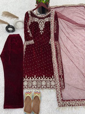 Designer Look Top-Dupatta And Bottom With Heavy Embroidery Sequence Work