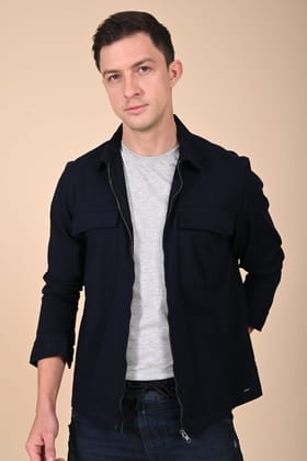 Winnie - Structured Zipper Jacket - Navy-S-38 / NAVY