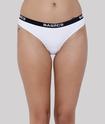 BASIICS By La Intimo Cotton Lycra Solid Women's Bikini ( White ) BCPBR08
