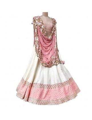 New Look Party Wear Peach Colour Embroidered Lehenga Choli