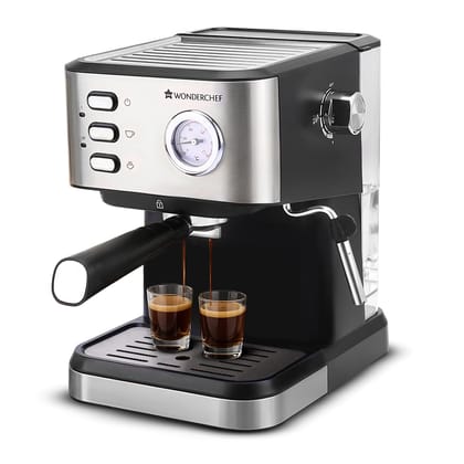 Wonderchef Regenta 19 Bar Espresso Coffee Maker | Espresso, Cappuccino, Latte, Mocha & Cold Coffee | Steam Frother | Metal Portafilter | 1.5L Tank | 1200W | 2-Year Warranty Wonderchef Regenta 19 Bar Espresso Coffee Maker | Espresso, Cappuccino, Latte, Mo Wonderchef Regenta 19 Bar Espresso Coffee Maker | Espresso, Cappuccino, Latte, Mocha & Cold Coffee | Steam Frother | Metal Portafilter | 1.5L Tank | 1200W | 2-Year Warranty Wonderchef Regenta 19 Bar Espresso Coffee Maker | Espresso, Cappuccino, Latte, Mo