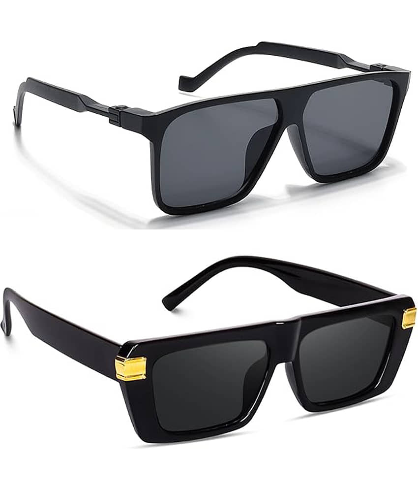Elligator Black Rectangular Sunglasses ( Pack of 2 )