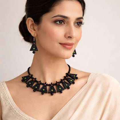 Black Terracotta Chokar Jewellery Eco Friendly Festive