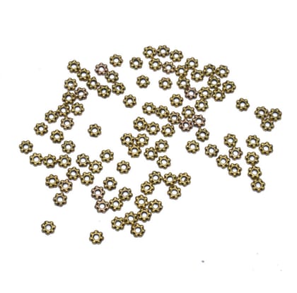 German Silver Metal Oxidize Golden Beads for Jewelry Making. , NGB-013-Per Packet of Approx 1300 Pcs (50 Gram) / 4X1 MM