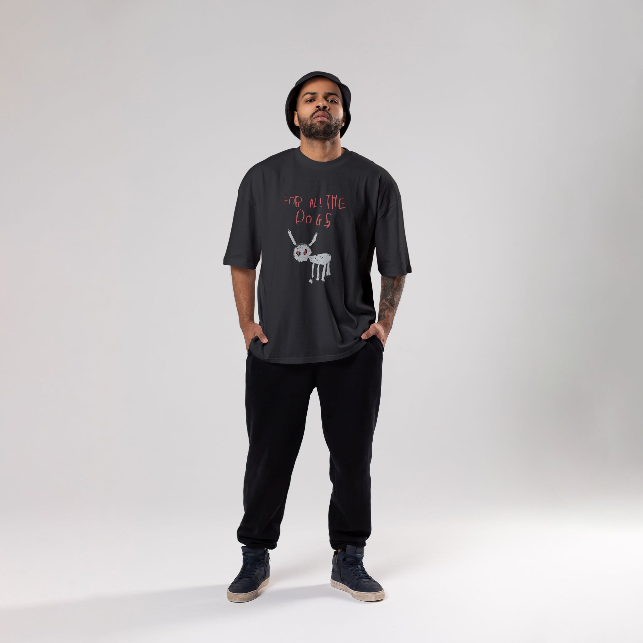 Drake To All the Dogs Scary Hours Edition Oversized T-Shirt-S / Black / 240 GSM (100% Cotton)