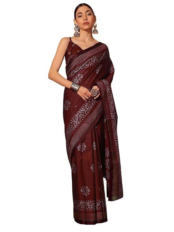 Women's Cotton Batik Printed Saree