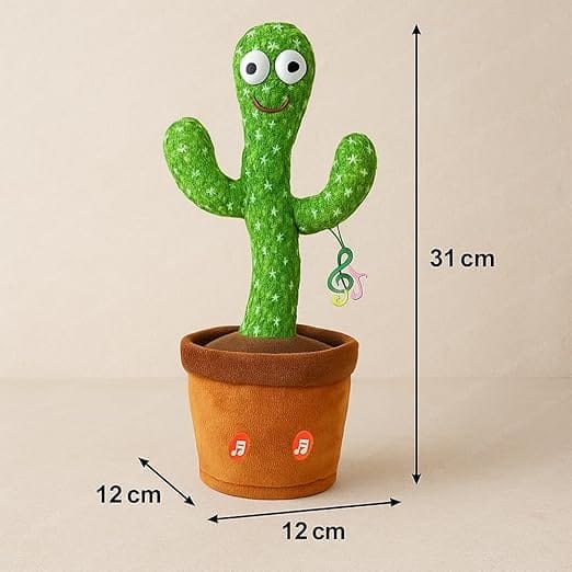 Dancing Talking Cactus Baby Toy with Music, Voice Repeat, LED Light & Funny Interactive Features for Kids and Babies