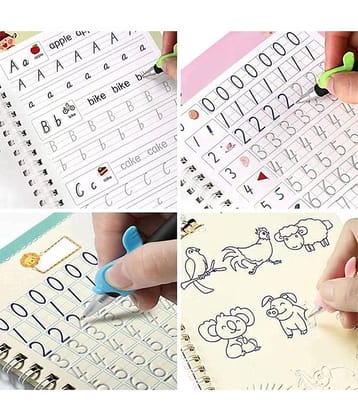 Number Tracing Book For Preschoolers With Pen, Magic Calligraphy Copybook Set Practical Reusable Writing Tool Simple Hand Lettering - magic book, magic practice book, sank magic practice book, magic practice copybook, sank magic practice copybook