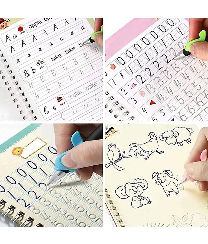 Number Tracing Book For Preschoolers With Pen, Magic Calligraphy Copybook Set Practical Reusable Writing Tool Simple Hand Lettering - magic book, magic practice book, sank magic practice book, magic practice copybook, sank magic practice copybook
