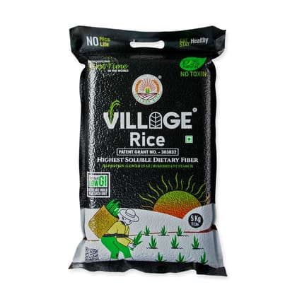 Village Rice - 5 Kg, Low Glycemic Rice, High Fiber, High Protein Rice, Low Gi (44.8), Naturally Grown Healthy Rice