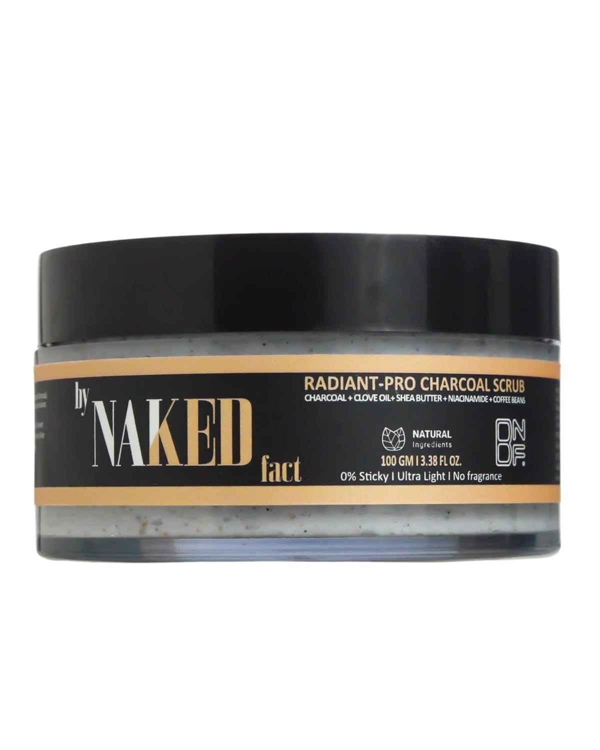 By NAKED fact Radiant-Pro Charcoal Exfoliating Face Scrub with Niacinamide, Walnut powder & Tea Tree Oil| Remove Tan, Dead Skin Cells & Unclogs pores, For Blackhead & Pigmented Skin, For Men & Women, 100g