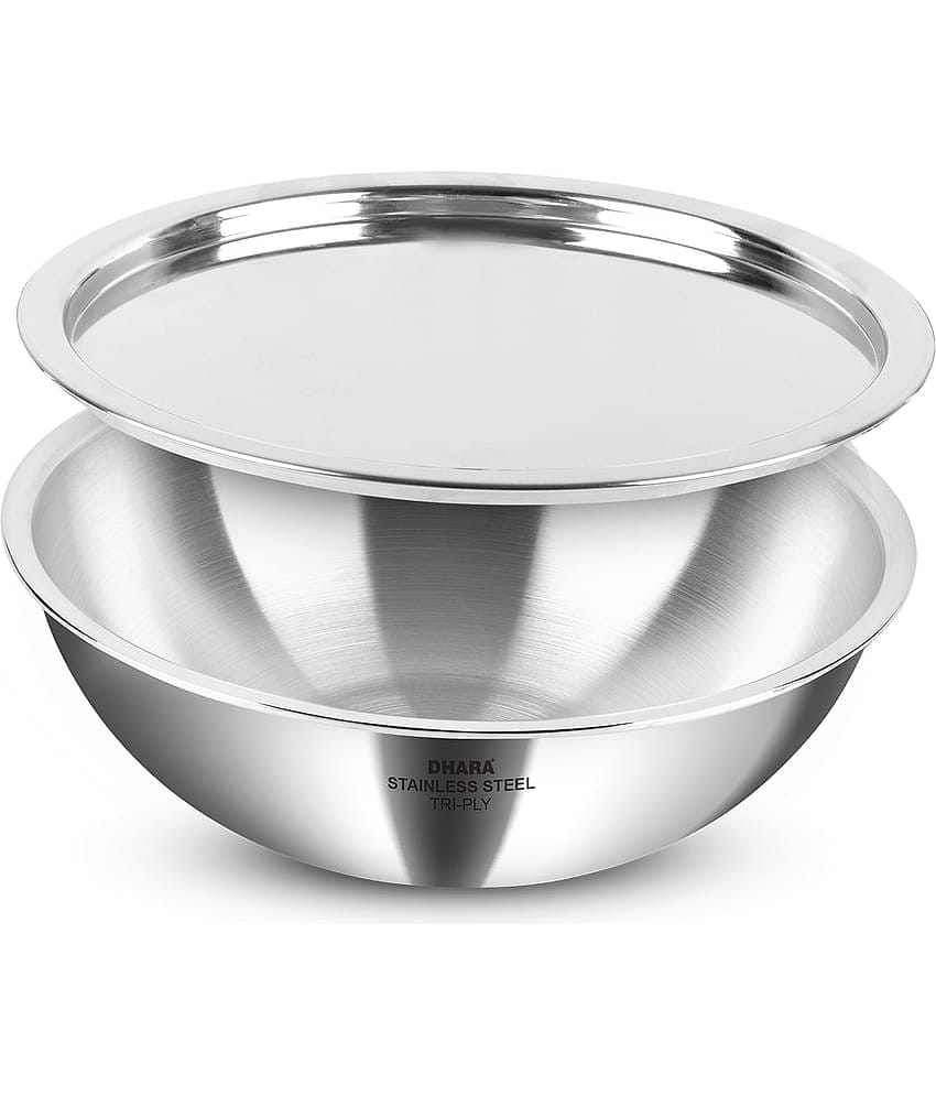 Dhara Stainless Steel Triply Stainless Steel Kadhai Induction Bottom Stainless Steel Handle 2.5 Thickness mm 20 cm Diameter ( 1.5 L )