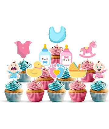 Zyozi Baby Shower CupCake Topper 10PCS Baby Shower Party Supplies Cupcake Decorations for boy or girl baby shower