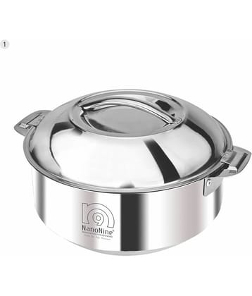Nanonine Hot Chef Double Wall Insulated Hot Pot Stainless Steel Casserole With Steel Lid, 2.85 L, 1 Pc