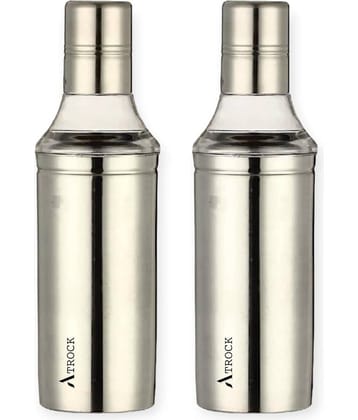 ATROCK - Oil Dispenser 1litre Steel Silver Oil Container ( Set of 2 )