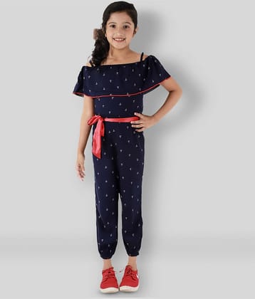 Kids Cave Girls Rayon Jumpsuit ( Pack of 1 , Navy Blue )
