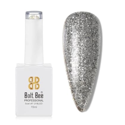 Bolt Bee Silver Glitter Color Gel Nail Polish Soak Off UV Gel DIY at Home Manicure Salon Nail Art (85, 15ml) Bolt Bee Silver Glitter Color Gel Nail Polish Soak Off UV Gel DIY at Home Manicure Salon Nail Art (85, 15ml) - 85 / 15 ml (Pack of 1)