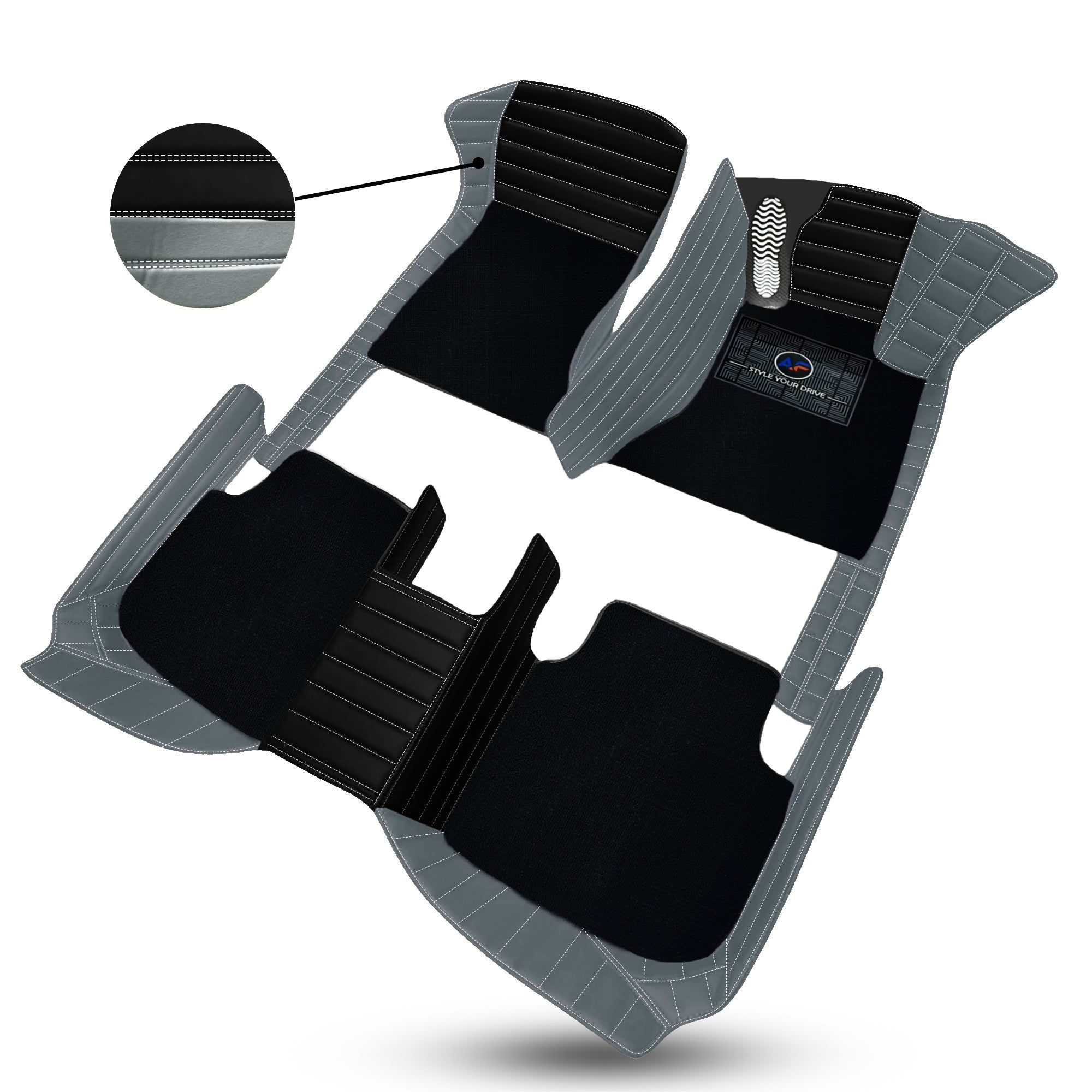 Autofurnish 9D Exclusive Combination Custom Fitted Car Mats For Mercedes SLK 350 2015-Black Charcoal Grey