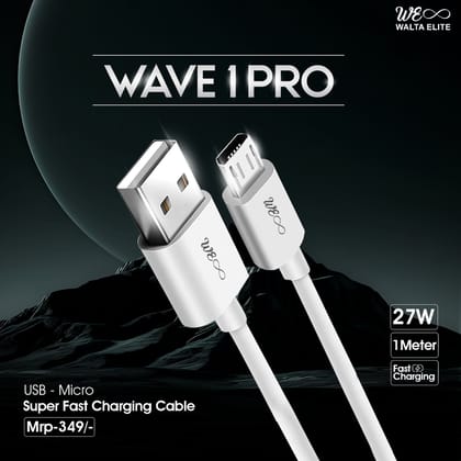Walta Elite WAVE 1 PRO USB to MICRO 27W, Charging Cable 1mtr