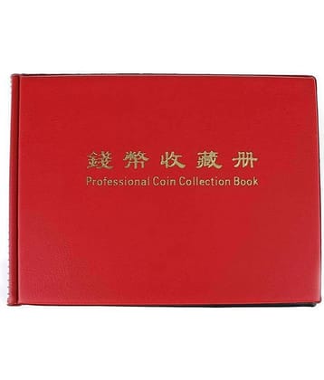 House of Quirk 240 Pockets Coin Holder Collection Coin Storage Album Book for Collectors, Money Penny Pocket - Red