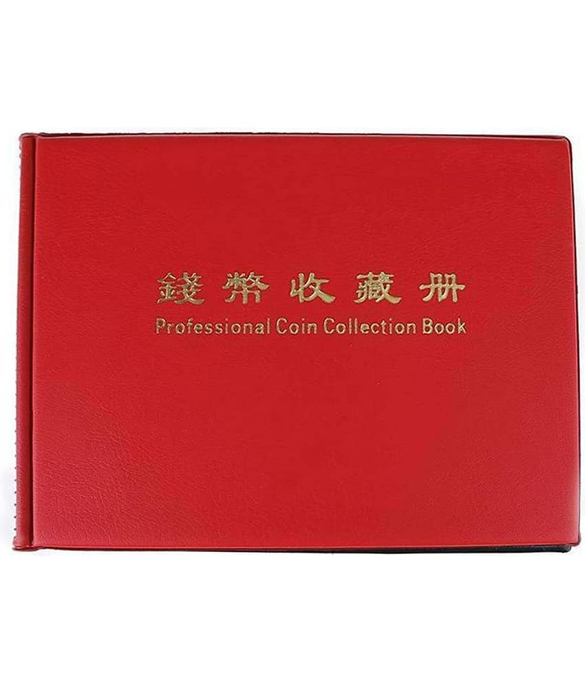 House of Quirk 240 Pockets Coin Holder Collection Coin Storage Album Book for Collectors, Money Penny Pocket - Red