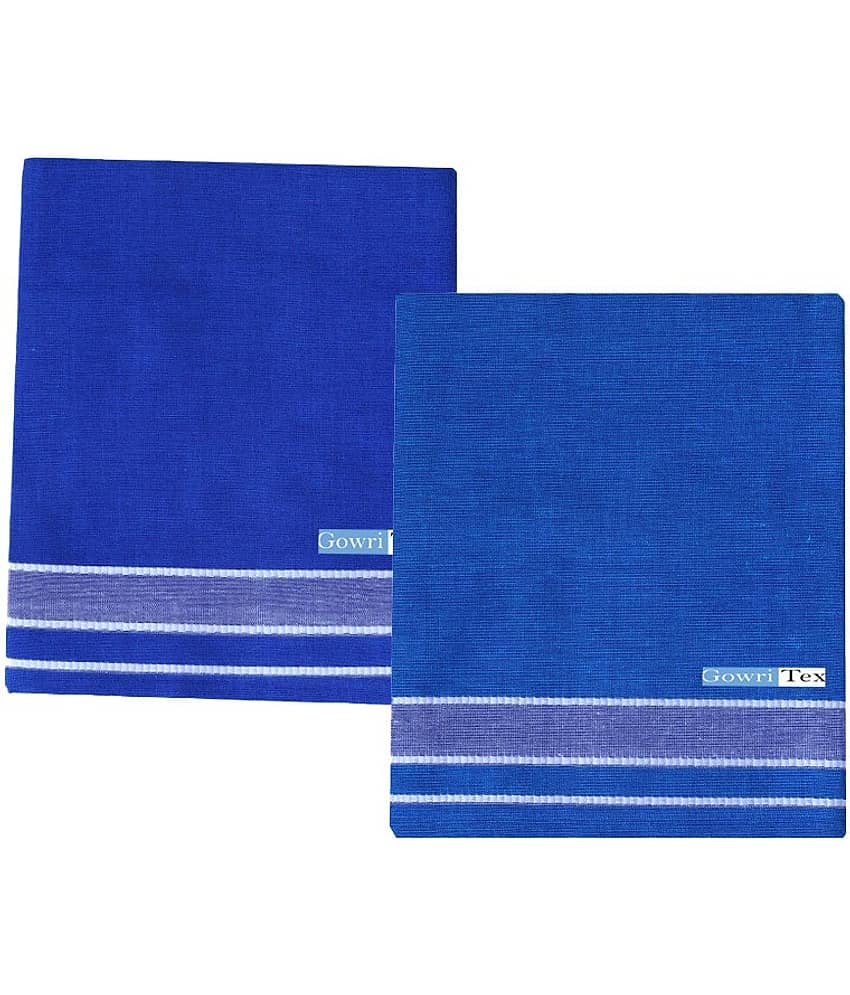 GOWRI TEX Cotton Blend Men's Dhoti Navy Blue ( Pack of 2 )
