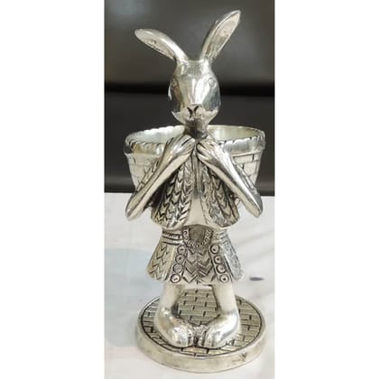 Aluminium Showpiece Rabbit Basket, Height : 8 Inch (ASMAS494 S)