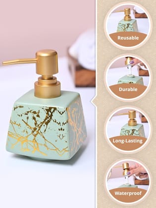Fresh Cyan Rectangle Ceramic Soap Dispenser