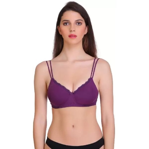 Gracewell Cotton Blend Wine Side Powernet Full Coverage Padded Bra (32C)