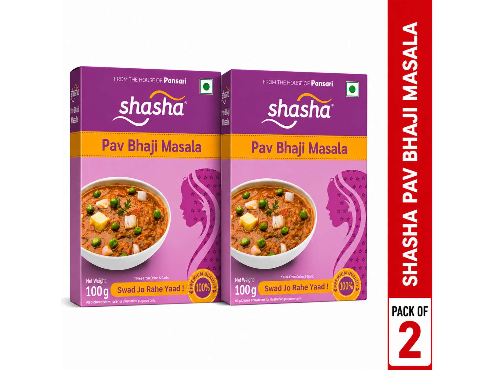 Shasha Pav Bhaji Masala - 100gm ( Pack of 2 )