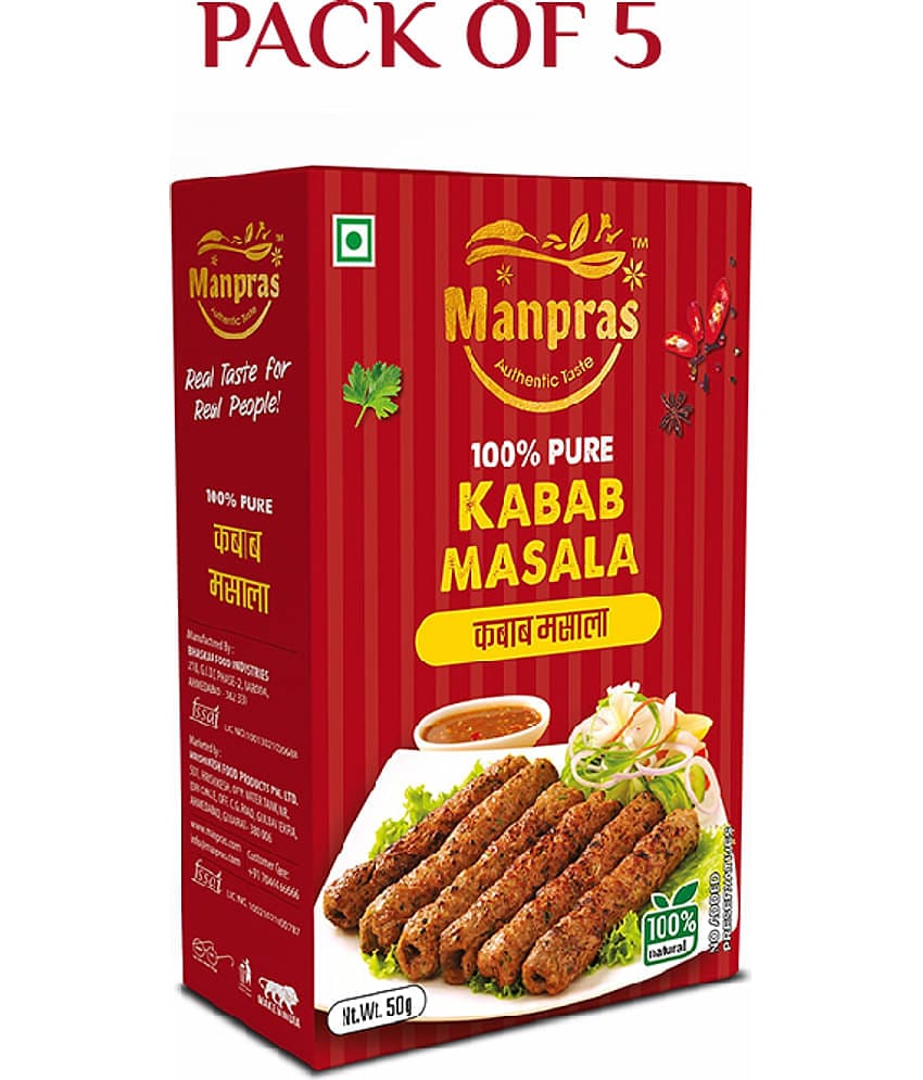 MANPRAS KABAB MASALA 50GM [ PACK OF 5 ] Masala 50 gm