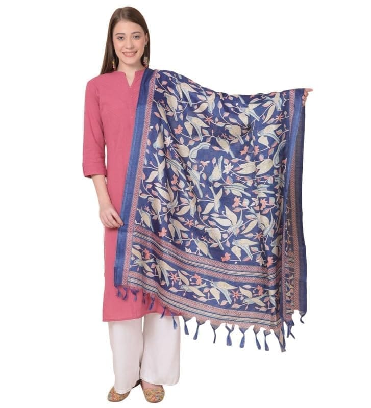 Women's Art Silk Printed Dupatta (Blue)-PID47047
