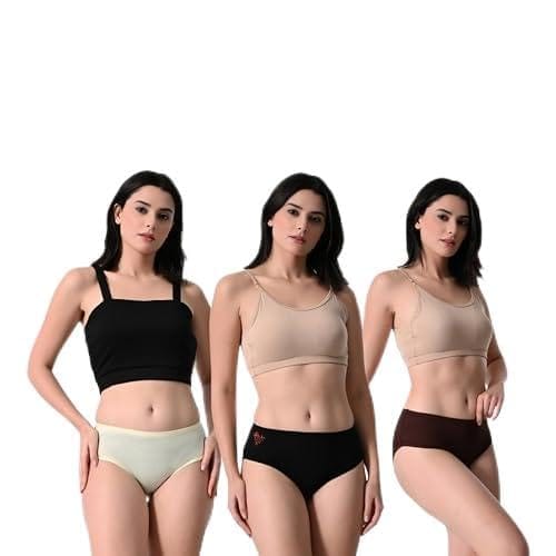 FAIROSTORE Women's Cotton Panties Comfortable Solid Panties Multicolor(XXL 100 cm) Panties (Pack of 3)