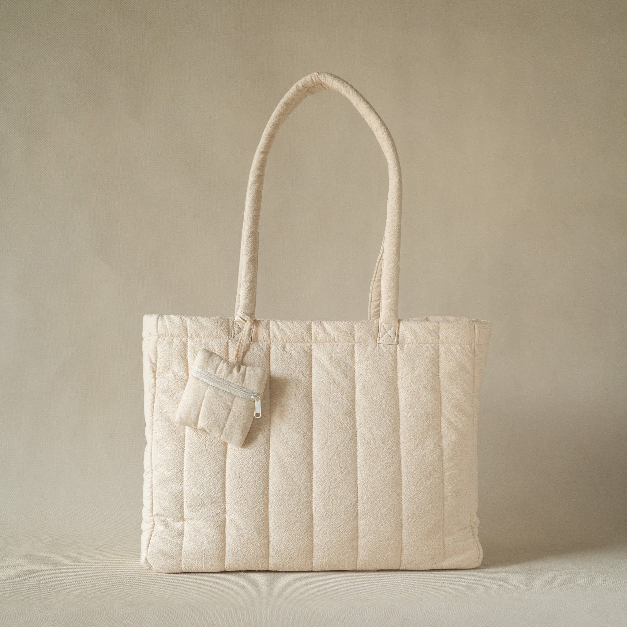 Crinkle Stripe Tote-Large / Crinkle Cotton - Natural