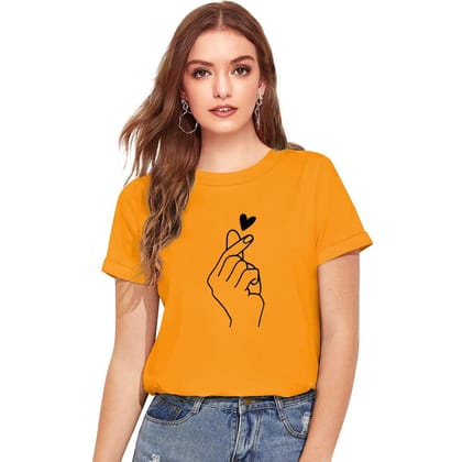 Women's Cotton Western Wear T Shirt L (Yellow)
