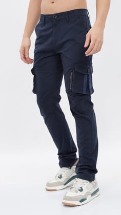Navy Cotton Cargo Pant-32