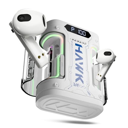 Walta Elite Hawk 151 TWS Gaming Earbuds, Upto 50 Hrs Playtime,Type-C Fast Charge & BTv5.3. - White