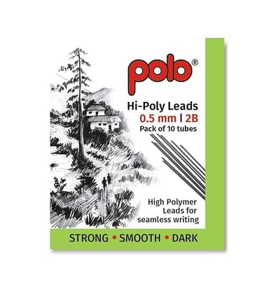 polo 0.5mm 2B mechanical pencil leads pack of 2 (10 tubes per pack) | hi-polymer strong & smooth refills | dark, break-resistant & ideal for writing & drawing polo 0.5mm 2B mechanical pencil leads pack of 2 (10 tubes per pack) | hi-polymer strong & smooth refills | dark, break-resistant & ideal for writing & drawing