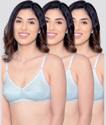 Kalyani Pack of 3 Cotton Non Padded Women's Everyday Bra ( Light Blue ) ELIN